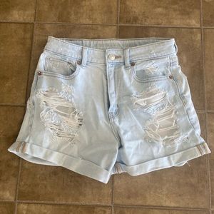 American Eagle light blue stretchy denim mom shorts